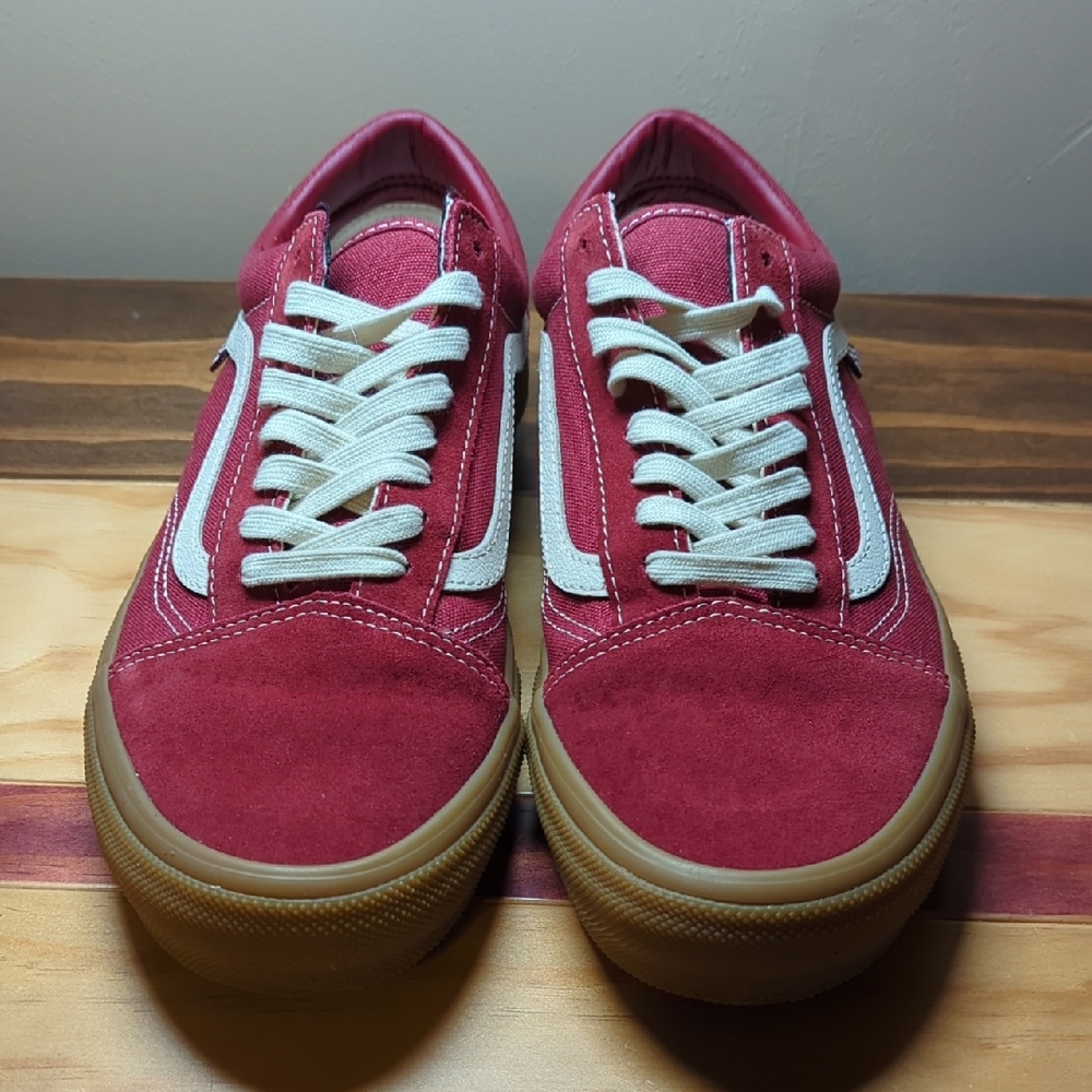 Vans Red and White Skateboarding Shoes